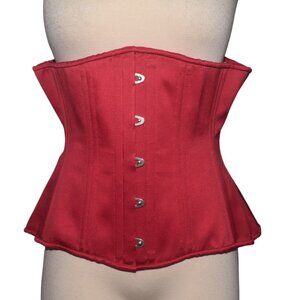 What Katie Did Waist Cincher Corset Red Satin Steel Boned Vamp Goth 28 L XL